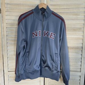 Nike Vintage 90’s Grey Embrodiered Track Jacket Men’s Size Medium Grey Maroon